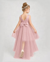 Dusty Rose Satin Tulle A-line Pageant Dress Back View