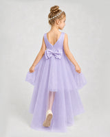 Lavender Satin Tulle A-line Pageant Dress Back View