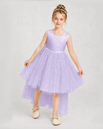 Lavender Satin Tulle A-line Pageant Dress Detail View
