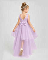Lilac Satin Tulle A-line Pageant Dress Back View