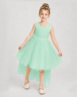 Mint Green Satin Tulle A-line Pageant Dress Front View