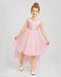 Pink Satin Tulle A-line Pageant Dress Detail View