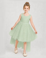Sage Green Satin Tulle A-line Pageant Dress Front View