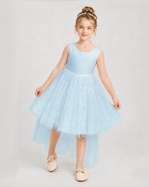 Dideyttawl Pageant Dress Pearl Embellished Asymmetrical Tulle Gown