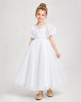 White Tulle A-line Flower Girl Dress Side View