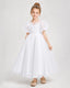White Tulle A-line Flower Girl Dress Side View
