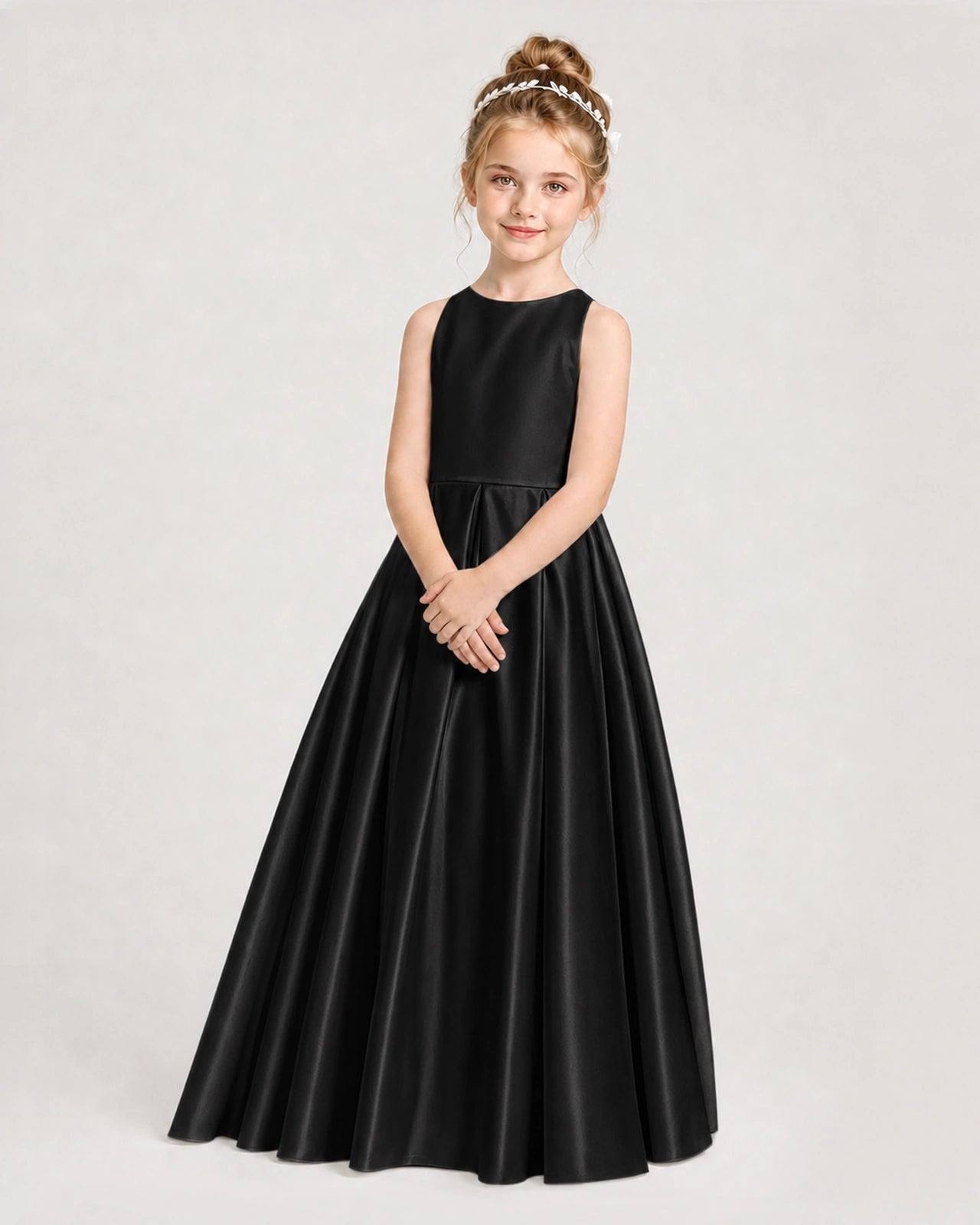 Dideyttawl Girls Formal Dress Halter Neck Bow Back Satin Floor-Length Gown