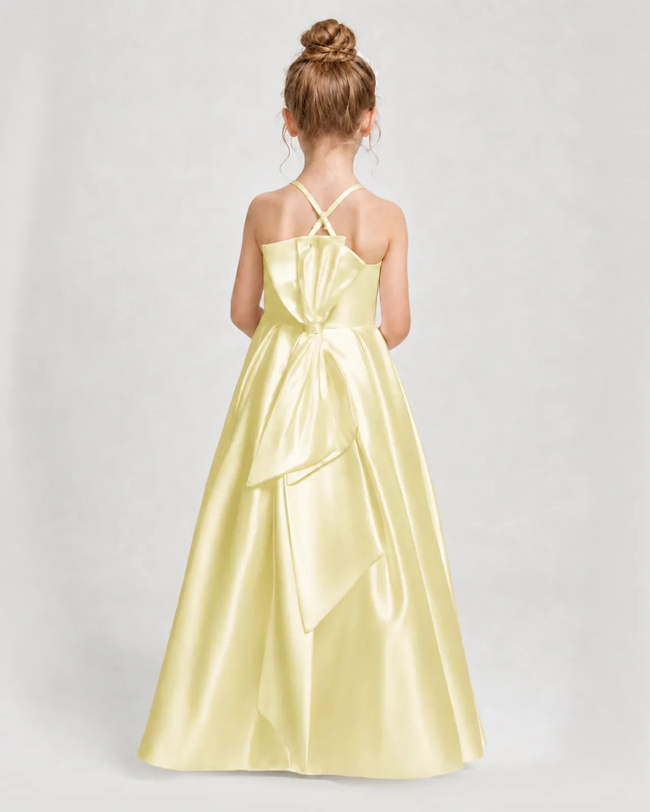 Daffodil Satin A-line Girls Formal Dress Back View