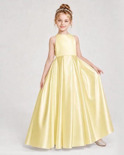 Daffodil Satin A-line Girls Formal Dress Front View