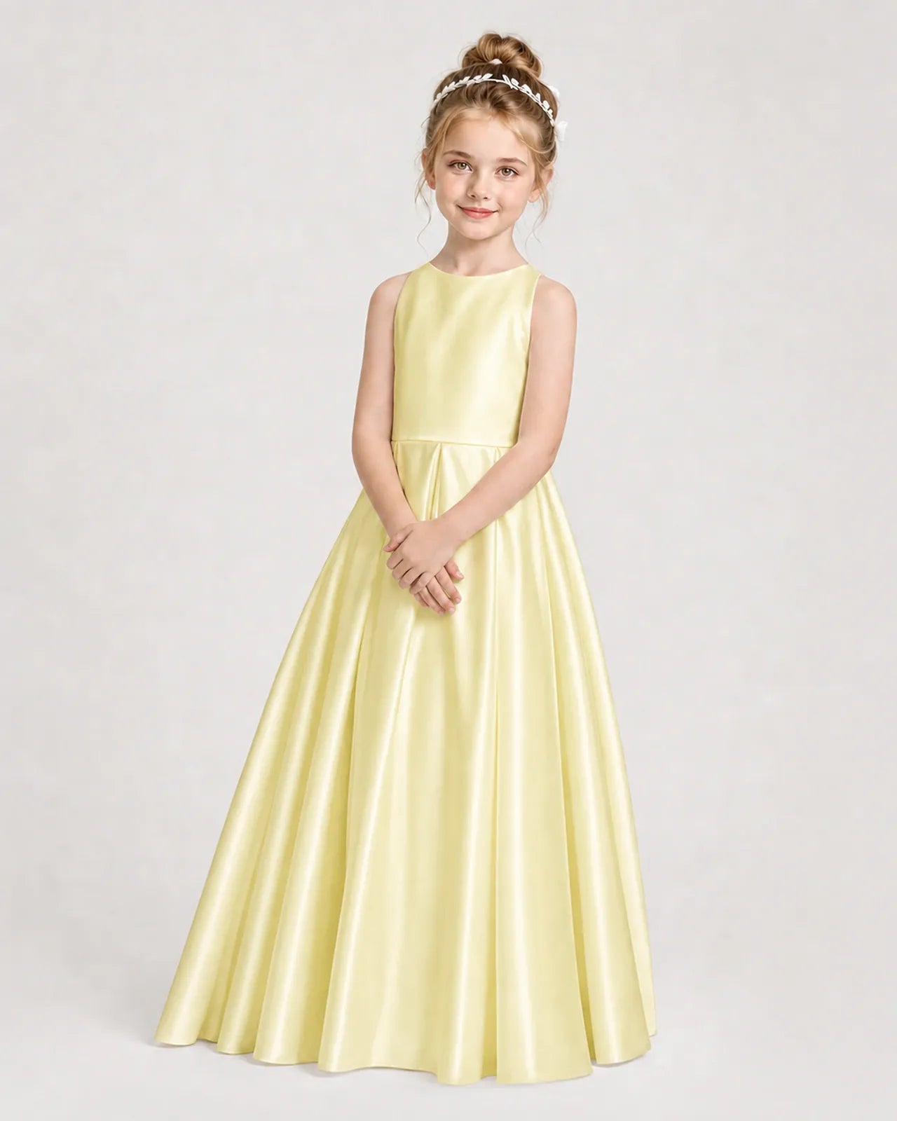Daffodil Satin A-line Girls Formal Dress Side View