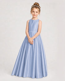 Dideyttawl Girls Formal Dress Halter Neck Bow Back Satin Floor-Length Gown