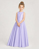 Lavender Satin A-line Girls Formal Dress Side View