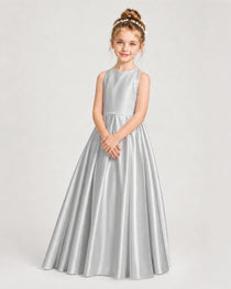 Dideyttawl Girls Formal Dress Halter Neck Bow Back Satin Floor-Length Gown