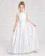 Dideyttawl Girls Formal Dress Halter Neck Bow Back Satin Floor-Length Gown
