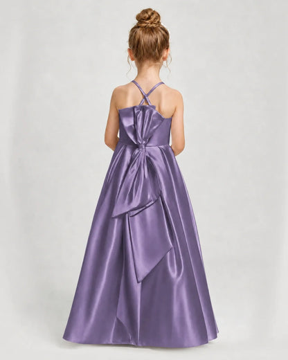 Wisteria Satin A-line Girls Formal Dress Back View