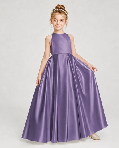 Wisteria Satin A-line Girls Formal Dress Front View