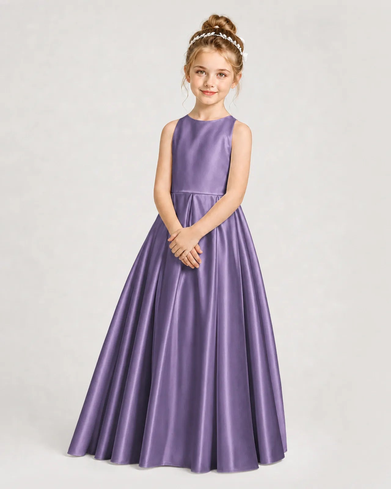 Wisteria Satin A-line Girls Formal Dress Side View