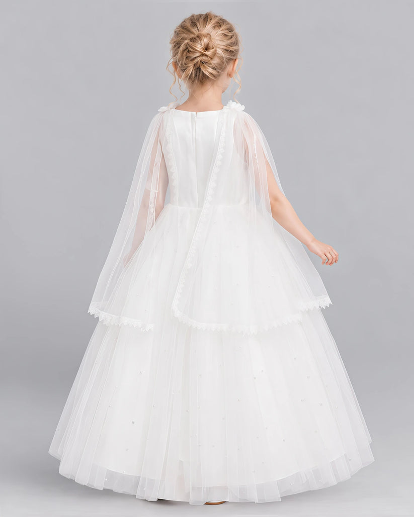 Ivory Ball Gown Flower Girl Dress Back [Shared]