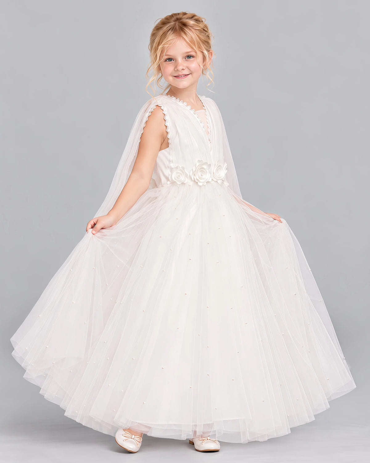 Ivory Ball Gown Flower Girl Dress Side [Shared]