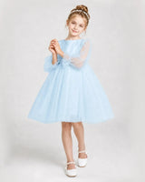 Baby Blue Tulle A-line Girls Formal Dresses Front View