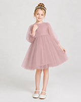 Dusty Rose Tulle A-Line Girls Formal Dresses