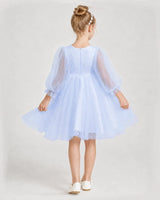 Lavender Tulle A-Line Girls Formal Dresses Back View