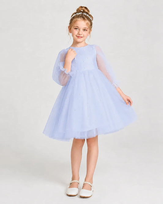 Lavender Tulle A-Line Girls Formal Dresses