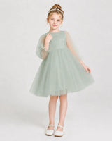 Sage Green Tulle A-Line Dress Girls Formal Dresses