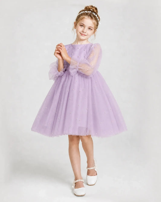 Wisteria Tulle A-Line Girls Formal Dresses Front View