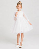 White Tulle A-Line Girls Formal Dresses