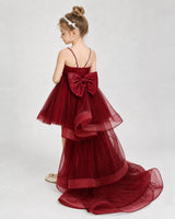 Windred Satin Tulle High Low Girls Pageant Dresses Back View