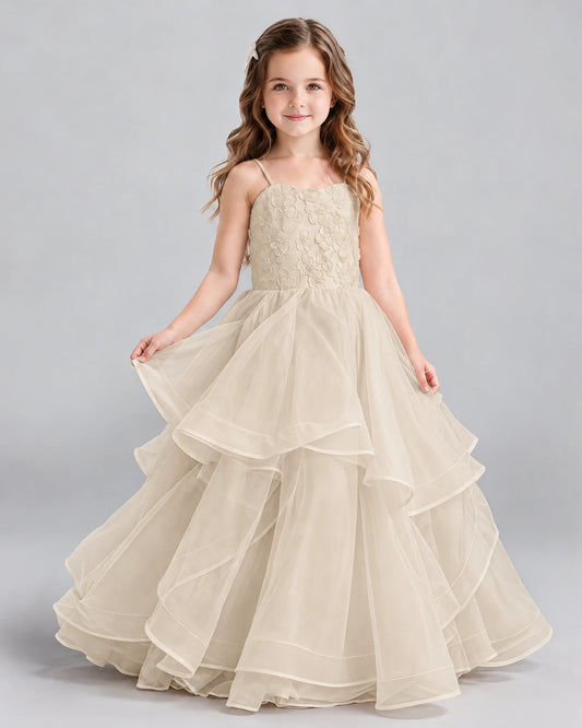 Champagne Ball Gown First Communion Dress Front