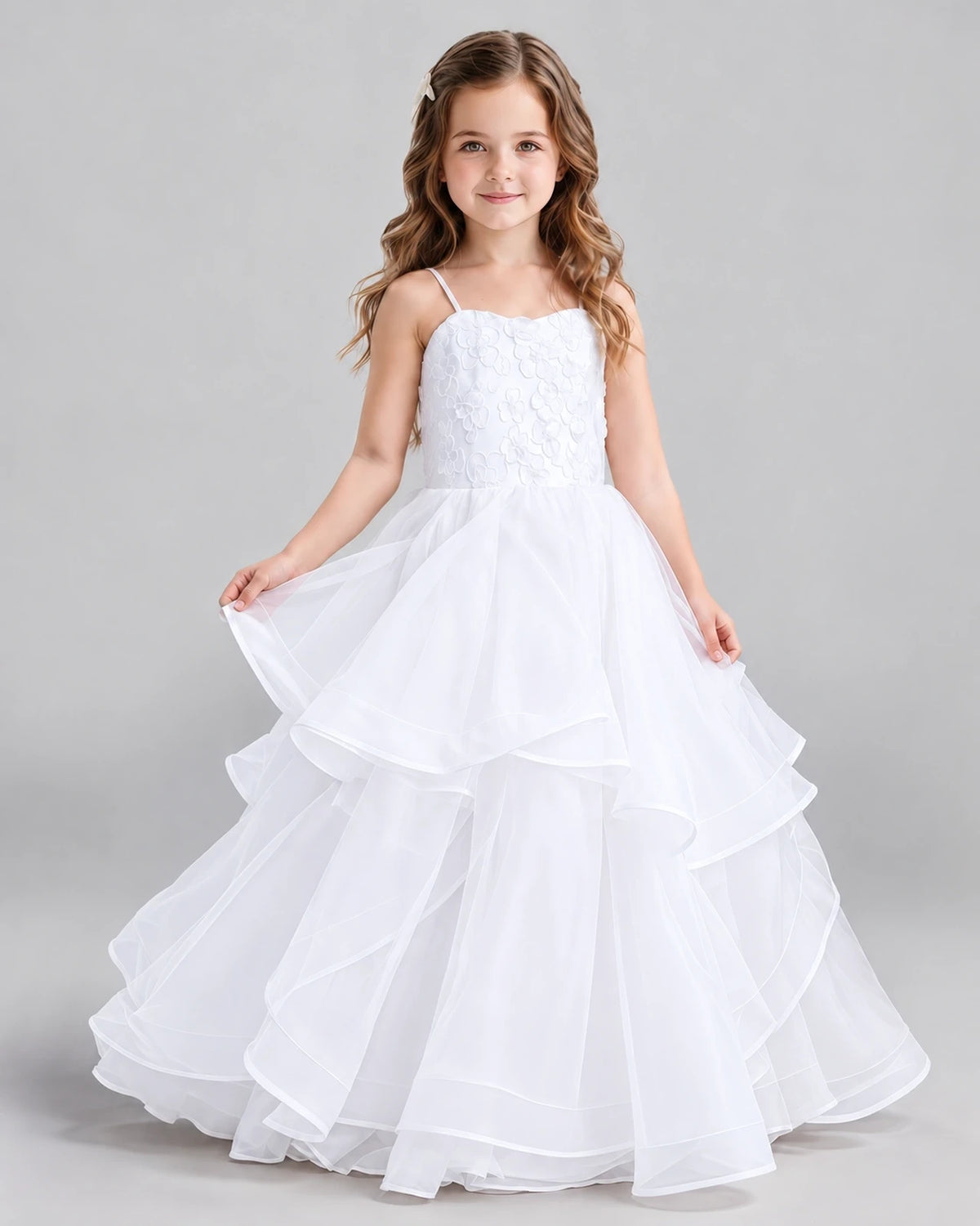 White Ball Gown First Communion Dress Front