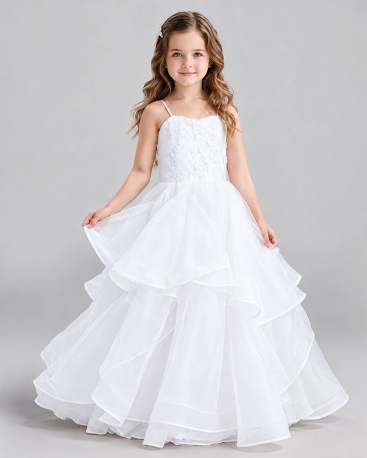 White Ball Gown First Communion Dress Front