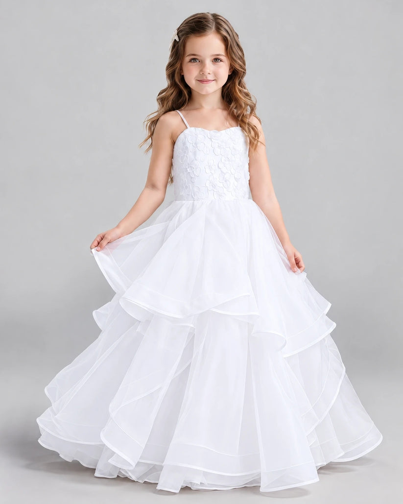 White Ball Gown First Communion Dress Front