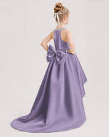 Wisteria Satin High-Low Girls Formal Dresses Back View