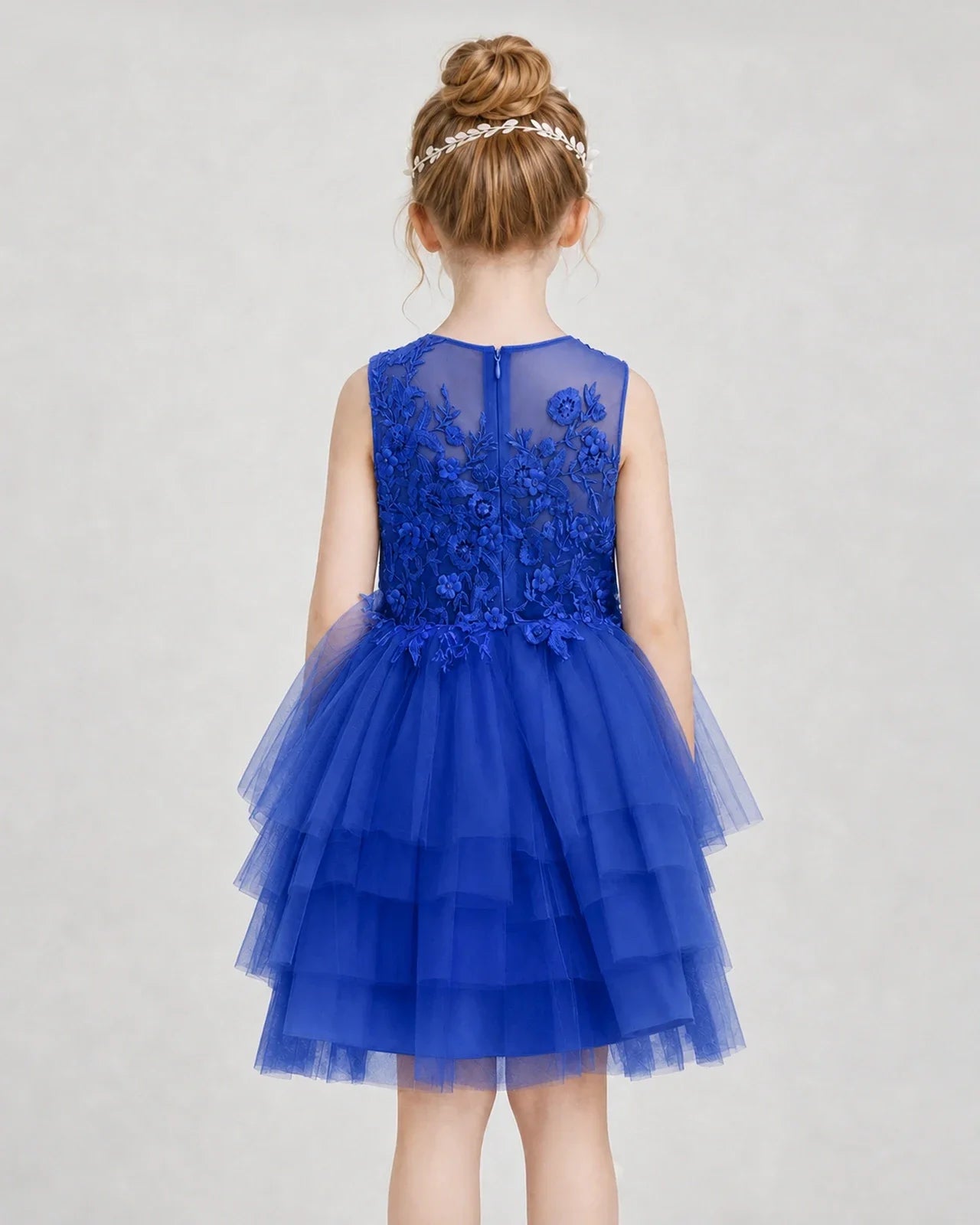 Dideyttawl Embroidered Tiered Tulle Girl Formal Dress