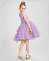 Wisteria tulle tiered girls formal dresses side view