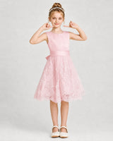 Pink Satin and Tulle A-Line Girls Formal Dresses