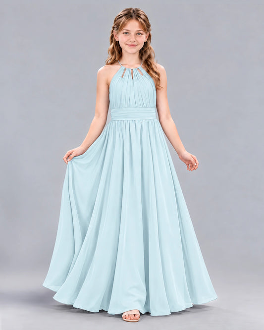 Baby Blue A-line Junior Bridesmaid Dress Front