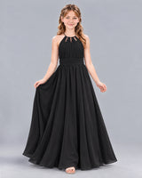 Black A-line Junior Bridesmaid Dress Front