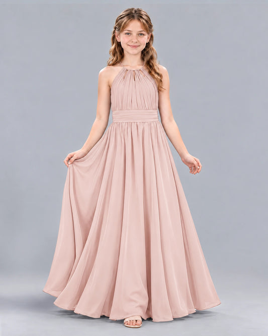 Blush Pink A-line Junior Bridesmaid Dress Front