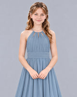 Dusty Blue A-line Junior Bridesmaid Dress Detail [Shared]