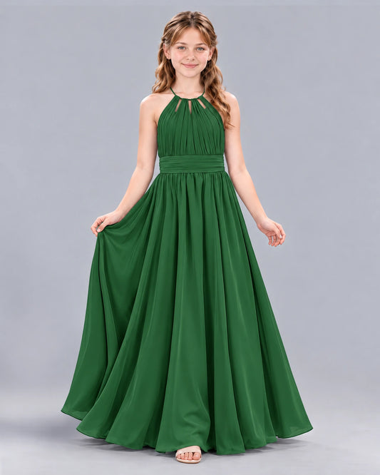 Emerald Green A-line Junior Bridesmaid Dress Front