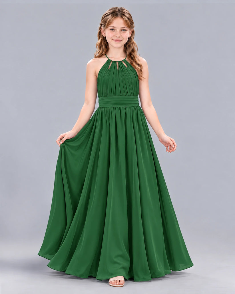 Emerald Green A-line Junior Bridesmaid Dress Front