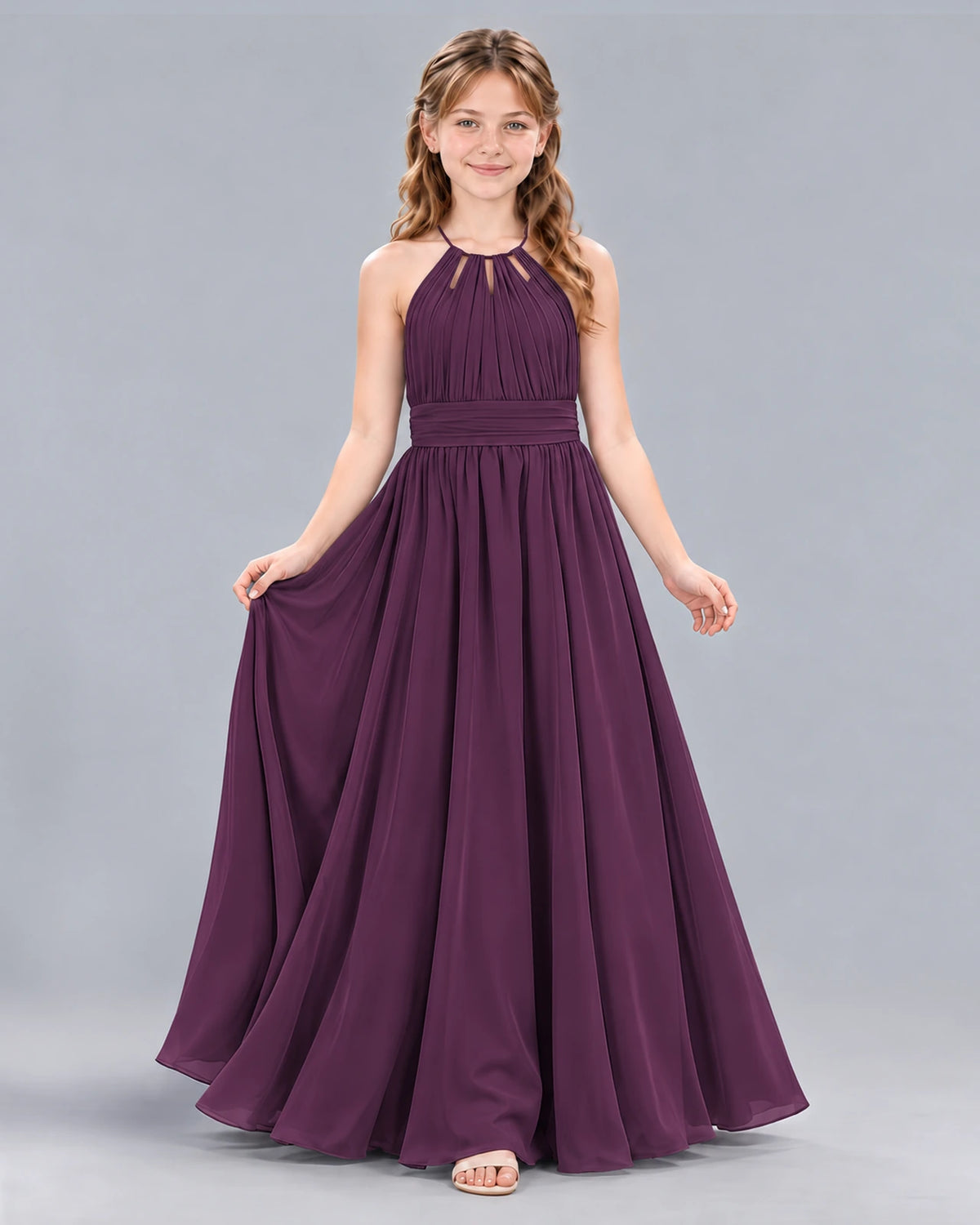 Grape A-line Junior Bridesmaid Dress Front