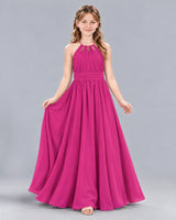 Hot Pink A-line Junior Bridesmaid Dress Front