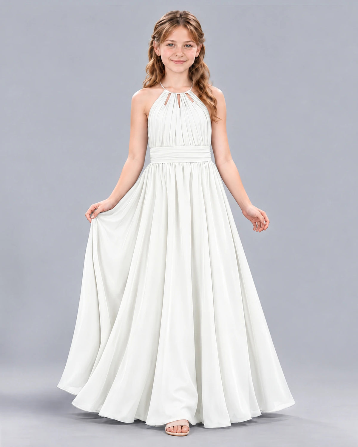 Ivory A-line Junior Bridesmaid Dress Front