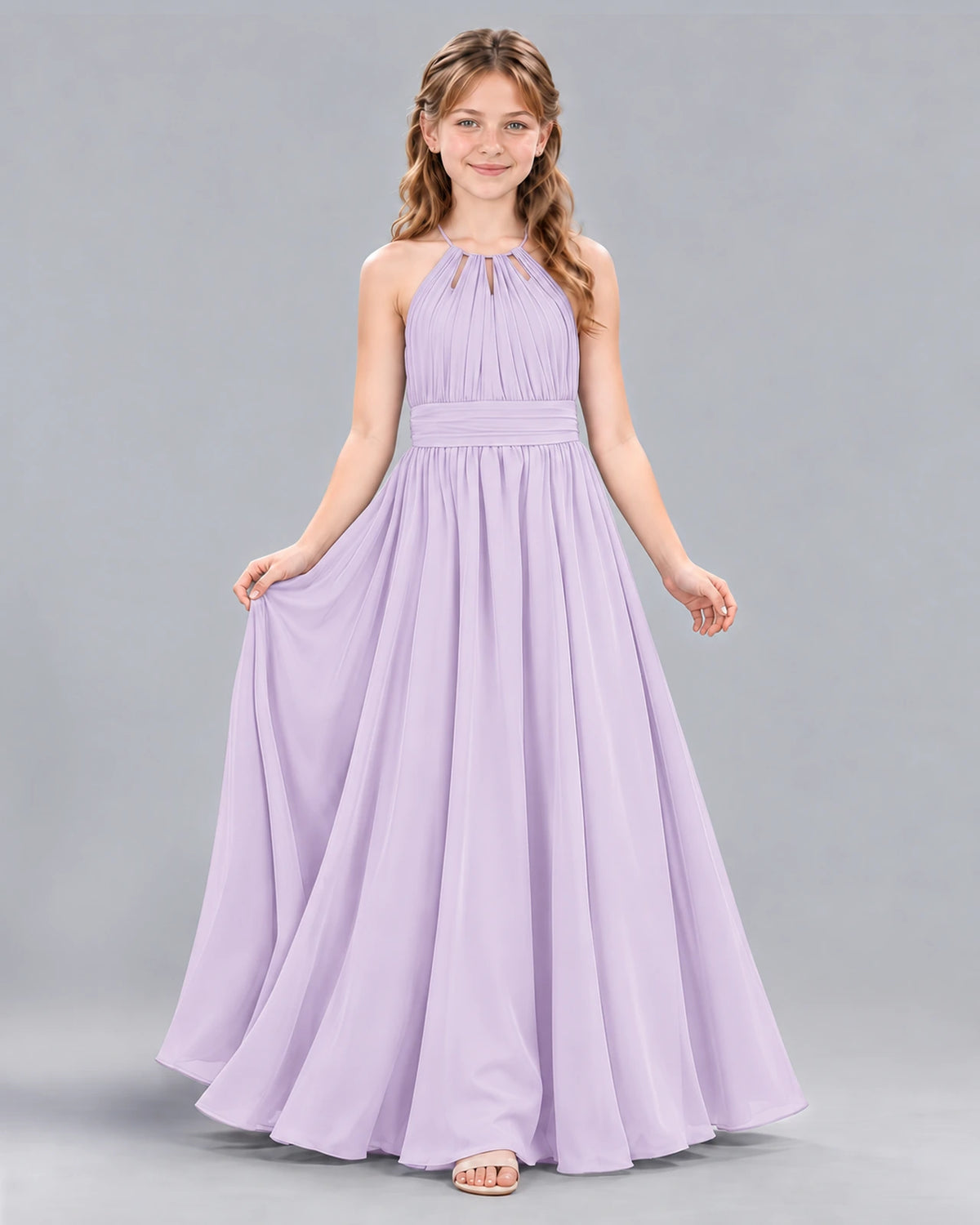 Lavender A-line Junior Bridesmaid Dress Front
