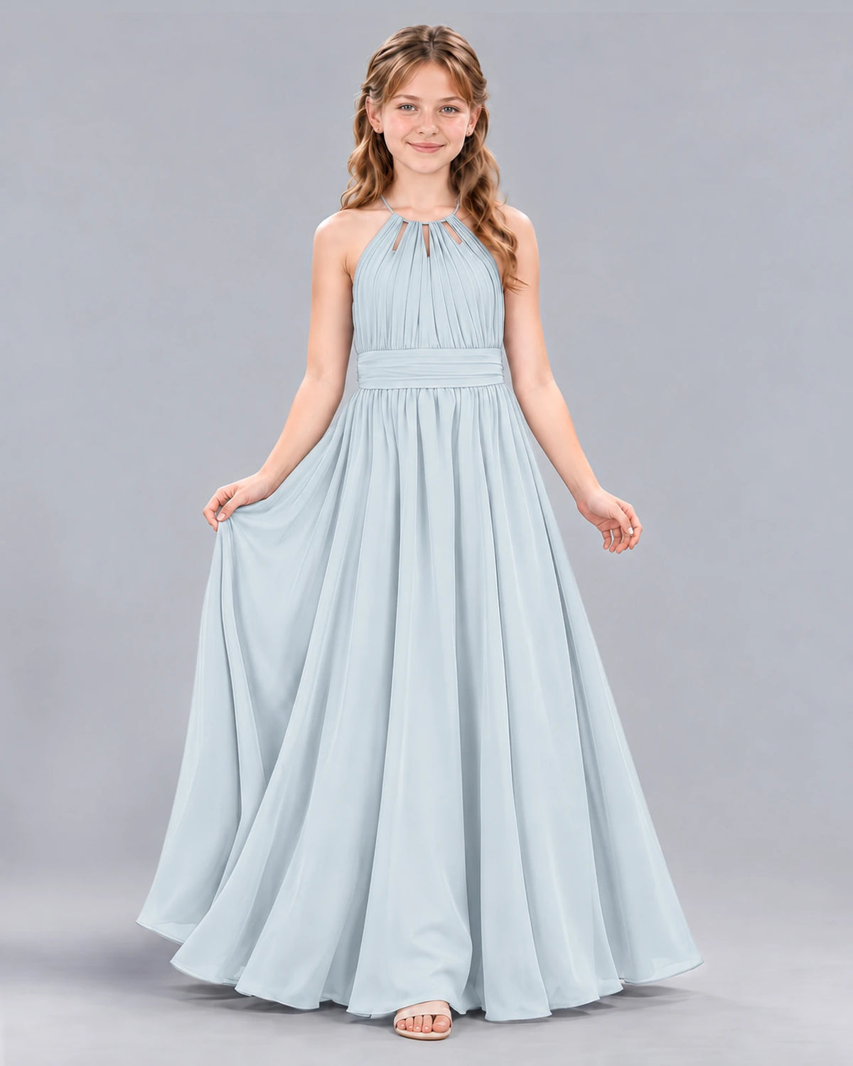 Mist A-line Junior Bridesmaid Dress Front